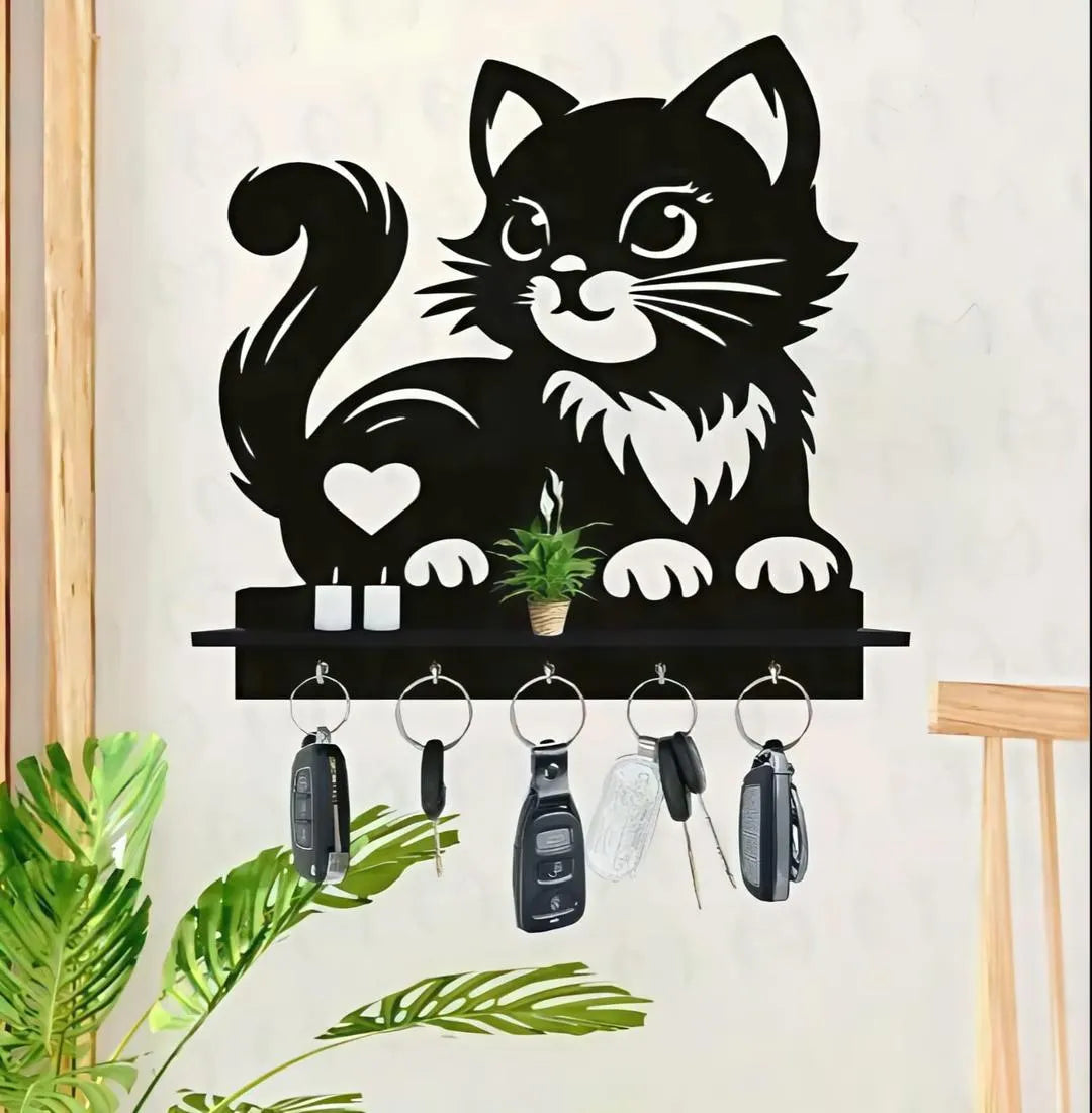 Cat Wooden Design Key Holder