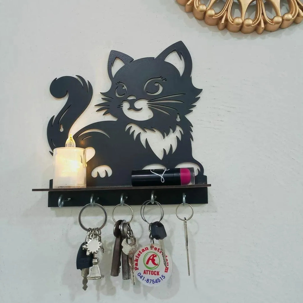 Cat Wooden Design Key Holder